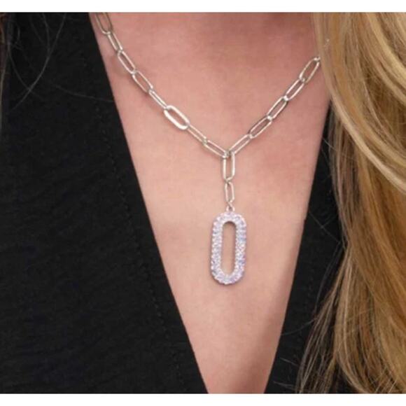 Join Us Necklace, NIB, Touchstone Crystal by Swarovski, Retired, Aurora Boreale - Picture 1 of 5